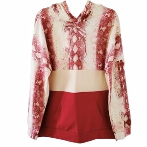 Red snakeskin color block hoodie sweatshirt size Large
